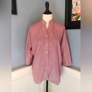 Red and White Stripe Women's 3/4 Sleeve Tunic Blouse